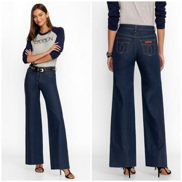 Johnny Was and Sasson Dark Blue Flare Jeans - Picture 3 of 7